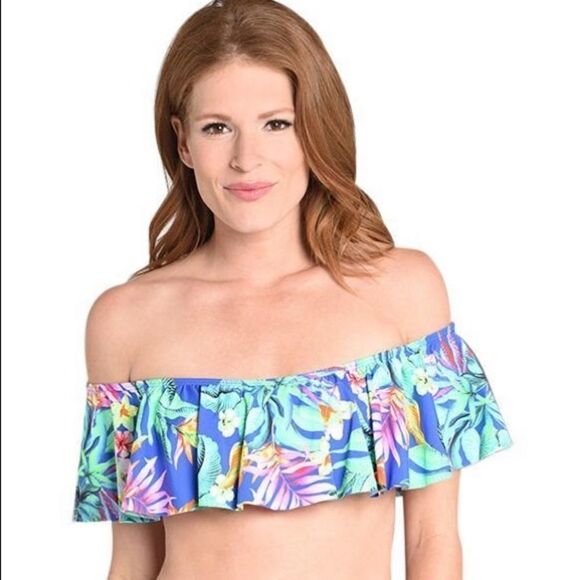 MAAJI OFF THE SHOULDER Floral RUFFLE BIKINI TOP - Picture 1 of 14